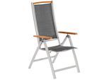 Gartenstuhl MERXX "Siena", grau (anthrazit), B:60cm H:111cm T:73cm, Aluminium, Massivholz, Stühle, Gartenstuhl, Alu/Textil/Akazie, verstellbar, Topseller