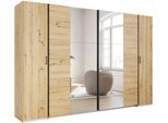Schwebetürenschrank RAUCH "Kleiderschrank Drehtürenschrank Schrank Garderobe KRONACH", braun (eiche artisan, griffleisten grau, mit 2 spiegel), B:311cm H:210cm T:59cm, Holzwerkstoff, Schränke, Schwebetürenschrank, Kombischrank optional mit 1 oder 2 Spiegel viele Böden MADE IN GERMANY