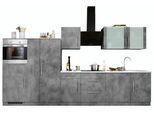 Küchenzeile WIHO KÜCHEN "Cali", grau (küche: grau, korpus: betonfarben, arbeitsplatte: canvas grau), B:360cm T:60cm, Komplettküchen-Sets, Küchenzeile, ohne E-Geräte, Breite 360 cm