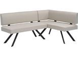 Eckbank BYLIVING "TORONTO", taupe, schwarz, B:182cm H:85cm T:56cm, Stahl, Stoff, Sitzbänke, Eckbank, Webstoff, bis 160 kg, Taschenfederkern, 4-Fußgestell, 3 Sitzplätze
