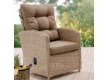 Loungesessel DESTINY "MERANO", grau (taupe, beige), B:67cm H:99cm T:74cm, Obermaterial: 100% Polyester. Füllung: 100% Polyurethan, Sessel, Loungesessel, Aluminium, Polyrattan, inkl. Auflagen, mit Rückteilverstellung