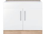 Spülenschrank WIHO KÜCHEN "Cali", weiß (front: weiß matt, korpus: sonoma eichefarben), B:100cm H:82cm T:57cm, Schränke, Spülenschrank, 100 cm breit, ohne Arbeitsplatte