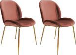 Stuhl KAYOOM "Charlize 110 2er-Set, Esszimmerstühle,moderne Optik", rosa (altrosa, messing), B:48cm H:87cm T:59cm, Sitz: Stoffbezug 100% Polyester / Gestell: 100% Eisen, verchromt, Stühle, Stuhl, samtweicher Bezug, bequem, zeitlos, moderne Optik