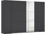 Schwebetürenschrank RAUCH "Kleiderschrank Drehtürenschrank Schrank Garderobe KRONACH", schwarz-weiß (graumetallic, griffleisten grau, mit 1 spiegel), B:311cm H:210cm T:59cm, Holzwerkstoff, Schränke, Schwebetürenschrank, Kombischrank optional mit 1 oder 2 Spiegel viele Böden MADE IN GERMANY