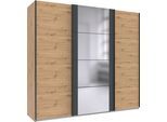 Schwebetürenschrank WIMEX "Bern Schiebetürenschrank", schwarz (artisan eiche nachbildung, graphit, griffe: schwarz), B:180cm H:210cm T:64cm, Holzwerkstoff, Schränke, Schwebetürenschrank, Schrank mit zusätzlicher Innenausstattung, Garderobe