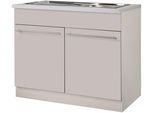 Spülenschrank WIHO KÜCHEN "Chicago", beige (front und korpus: cashmere, arbeitsplatte: canvas grau), B:100cm H:85cm T:60cm, Schränke, Spülenschrank, 100 cm breit, inkl. Einbauspüle aus Edelstahl