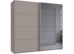 Schwebetürenschrank WIMEX "Ernie Kleiderschrank mit Spiegel, Made in Germany", grau (saharagrau), B:225cm H:210cm T:65cm, Schränke, Schwebetürenschrank, Schlafzimmerschrank in verschiedenen Breiten