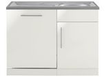 Spülenschrank WIHO KÜCHEN "Cali", weiß (front: weiß glanz, korpus: weiß, arbeitsplatte: canvas grau), B:110cm H:85cm T:60cm, Schränke, Spülenschrank, 110 cm breit, inkl. Tür/Sockel für Geschirrspüler