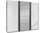 Schwebetürenschrank WIMEX "Bern Schiebetürenschrank", weiß (weiß, raw steel, alu), B:270cm H:210cm T:64cm, Holzwerkstoff, Schränke, Schwebetürenschrank, Schrank mit zusätzlicher Innenausstattung, Garderobe