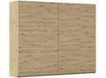 Schwebetürenschrank RAUCH "Kleiderschrank Drehtürenschrank Schrank Garderobe KRONACH", braun (eiche artisan, griffleisten alu), B:261cm H:210cm T:59cm, Holzwerkstoff, Schränke, Schwebetürenschrank, optional ohne, mit 1 oder 2 Spiegel, viel Stauraum MADE IN GERMANY