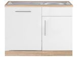 Spülenschrank WIHO KÜCHEN "Cali", weiß (front: weiß matt, korpus und arbeitsplatte: sonoma eichefarben), B:110cm H:85cm T:60cm, Schränke, Spülenschrank, 110 cm breit, inkl. Tür/Sockel für Geschirrspüler