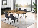 Essgruppe OTTO HOME "Eadwine, Tisch plus 4 Stühle, Sitzgruppe", grau, Eichefarbener Esstisch, Sitzmöbel-Sets, Essgruppe