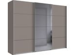 Schwebetürenschrank WIMEX "Ernie Kleiderschrank mit Spiegel, Made in Germany", grau (saharagrau), B:270cm H:210cm T:65cm, Schränke, Schwebetürenschrank, Schlafzimmerschrank in verschiedenen Breiten