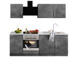 Küchenzeile WIHO KÜCHEN "Cali", grau (küche: grau, korpus: betonfarben, arbeitsplatte: canvas grau), B:220cm T:60cm, Komplettküchen-Sets, Küchenzeile, ohne E-Geräte, Breite 220 cm
