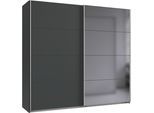 Schwebetürenschrank WIMEX "Ernie Kleiderschrank mit Spiegel, Made in Germany", grau (graphit), B:225cm H:210cm T:65cm, Schränke, Schwebetürenschrank, Schlafzimmerschrank in verschiedenen Breiten