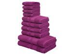 Handtuch Set OTTO HOME "Vanessa, 10-tlg Handtuch-Set, weich, in Standard- und Premium-Qualität", lila (beere), 10 tlg., Premium (550g/m²), Walkfrottee, Walkfrottee, Obermaterial: 100% Baumwolle, Handtuch-Sets, Handtuch Set, 100% Baumwolle, Duschtücher, Handtücher, Gästetücher, mit Bordüre