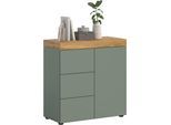 Kommode OTTO HOME "MAMBO, Breite 77cm, 1 Tür, 3 Schubkästen, push-2-open", smoke grün, wotan eiche nachbildung, B:77cm H:80cm T:37cm, Sideboards, Kommode, Kommode, Anrichte, Wohnzimmer, Schlafzimmer