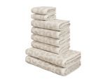 Handtuch Set OTTO HOME "Anna Leopardenmuster, 8-tlg Handtuch-Set, 100% Baumwolle", beige, weiß, 8, Frottiervelours, Frottiervelours, Obermaterial: 100% Baumwolle, Handtuch-Sets, Handtuch Set, Duschtücher, Handtücher und Gästetücher, weich, modern, Animal Print