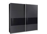 Schwebetürenschrank WIMEX "Bramfeld Kleiderschrank", schwarz (graphit, absetzung schwarzglas), B:225cm H:236cm T:64cm, Schränke, Schwebetürenschrank, mit Glaselementen und zusätzlichen Einlegeböden