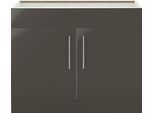 Spülenschrank WIHO KÜCHEN "Cali", schwarz (front: anthrazit glanz, korpus: anthrazit matt), B:100cm H:82cm T:57cm, Schränke, Spülenschrank, 100 cm breit, ohne Arbeitsplatte