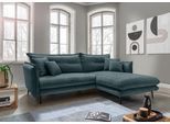 Ecksofa HOME AFFAIRE "Lazio modern und bequem, schmale Armlehnen, tolle Detailverarbeitung", blau (ocean), B:255cm H:94cm T:180cm, 100% Polyester, Sofas, Ecksofa, zwei verschiedene Fußfarben wählbar