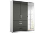 Drehtürenschrank RAUCH "Kleiderschrank Schrank Garderobe Garderobenschrank HOMBURG", weiß (alpinweiß, hochglanz effektgrau), B:136cm H:197cm T:54cm, Holzwerkstoff, Schränke, Drehtürenschrank, inkl. Passepartout, oberer Schubkasten mit Einteilung MADE IN GERMANY