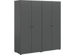 Kleiderschrank HOME AFFAIRE "BILLINGS, Schlafzimmerschrank, Schrank, Garderobenschrank", grau, B:160cm H:176cm T:51cm, FSC-zertifizierter Holzwerkstoff, Schränke, Kleiderschrank, Breite 160cm, grau, 4-türig, inkl. 2 Kleiderstangen und 2 Ablageböden
