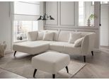 Ecksofa HOME AFFAIRE "Lazio modern und bequem, schmale Armlehnen, tolle Detailverarbeitung", beige (creme), B:264cm H:80cm T:160cm, 100% Polyester, Sofas, Ecksofa, Holzfußfarbe wählbar, inkl. 4x Zierkissen