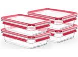 Frischhaltedose EMSA "Clip & Close Glas Set, rechteckig, 100 % dichte Aufbewahrungsboxen", rot, B:16,7cm H:7cm L:22,6cm, Glas, Lebensmittelaufbewahrungsbehälter, Frischhaltedose, spülmaschinen-, gefrier-, backofen-, mikrowellenfest