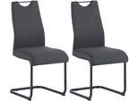 Freischwinger BYLIVING "CAPRI", grau (dunkelgrau, schwarz), B:44cm H:88cm T:55cm, Metall, Stoff, Stühle, Freischwinger, Webstoff, bis 110 kg, Schaumstoff, Schwingstuhlgestell, mit Griff