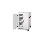Laptopwagen mit Ladefunktion, 2-Punkt-Verriegelung, CH-Stecker, Feststellbremse, 20 Fächer, B 920 x T 500 x H 1250, lichtgrau