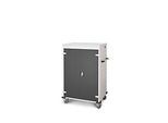 Laptopwagen mit Ladefunktion, 2-Punkt-Verriegelung, CH-Stecker, Feststellbremse, 20 Fächer, B 920 x T 500 x H 1250, tiefschwarz