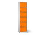 Akku Ladeschrank, 6 Abteile mit Zylinderschloss, CH-Stecker, Stahlblech lichtgrau RAL 7035/reinorange RAL 2004