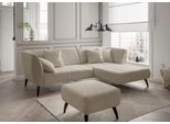 Ecksofa HOME AFFAIRE "Lazio modern und bequem, schmale Armlehnen, tolle Detailverarbeitung", beige, B:264cm H:80cm T:160cm, 100% Polyester, Sofas, Ecksofa, Holzfußfarbe wählbar, inkl. 4x Zierkissen