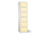 Akku Ladeschrank, 6 Abteile mit Zylinderschloss, CH-Stecker, Stahlblech lichtgrau RAL 7035/hellelfenbein RAL 1015
