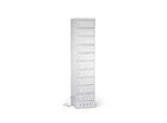 Laptopschrank mit Ladefunktion, 10 Abteile mit Zylinderschloss, CH-Stecker, Stahlblech lichtgrau RAL 7035/ lichtgrau RAL 7035