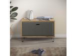 Sitzbank HOME AFFAIRE "Belva", eiche, dunkelgrau, B:79cm H:51cm T:42cm, Holzwerkstoff, Kunststoff, Metall, Sitzbänke, Sitzbank, Flurbank mit einer Klappe - verstellbarer Boden - (B/T/H) 79/42/51 cm