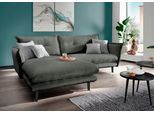 Ecksofa HOME AFFAIRE "Lazio modern und bequem, schmale Armlehnen, tolle Detailverarbeitung", grau (anthrazit, zierkissen grau, blau), B:255cm H:94cm T:180cm, 100% Polyester, Sofas, Ecksofa, zwei verschiedene Fußfarben wählbar