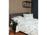 Bettwäsche JANINE "Mako-Satin42137 02", blau (perlblau reif), B/L: 135cm x 200cm, 1 Stk., 1 Stk., Mako-Satin, B/L: 80cm x 80cm, Mako-Satin, Obermaterial: 100% Baumwolle, Bettwäsche, Bettwäsche, mit Reissverschluss