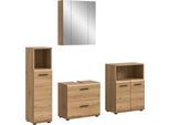 Badmöbel-Set WELLTIME "FLORENZ, 4-teilige Badkombination, hochwertige MDF-Front", artisan oak nb, B:180cm H:185cm T:30cm, Holzwerkstoff, MDF, Kastenmöbel-Sets, Badmöbel-Set, Bad-Kombination, Bad-Möbel, Badezimmer, Kombination, Kombi