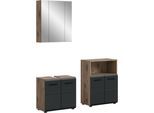 Badmöbel-Set WELLTIME "FLORENZ, 3-teilige Badkombination, hochwertige MDF-Front", schwarz (nox oak nb, schwarz matt), B:135cm H:185cm T:30cm, Holzwerkstoff, MDF, Kastenmöbel-Sets, Badmöbel-Set, Bad-Kombination, Bad-Möbel, Badezimmer, Kombination, Kombi