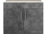 Spülenschrank WIHO KÜCHEN "Cali", grau (front und korpus: betonfarben), B:100cm H:82cm T:57cm, Schränke, Spülenschrank, 100 cm breit, ohne Arbeitsplatte