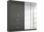 Drehtürenschrank RAUCH "Kleiderschrank Schrank Garderobe Garderobenschrank HOMBURG", grau (graumetallic, hochglanz effektgrau), B:181cm H:197cm T:54cm, Holzwerkstoff, Schränke, Drehtürenschrank, mit Spiegel, oberer Schubkasten mit Einteilung MADE IN GERMANY