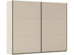 Schwebetürenschrank RAUCH "Kleiderschrank Drehtürenschrank Schrank Garderobe KRONACH", champagner, griffleisten grau, B:261cm H:210cm T:59cm, Holzwerkstoff, Schränke, Schwebetürenschrank, optional ohne, mit 1 oder 2 Spiegel, viel Stauraum MADE IN GERMANY