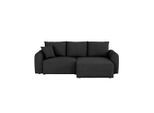 Mid.you , Schwarz , Textil , Füllung: Schaumstoffflocken,Schaumstoffflocken , Eckteil, L-Form, links montierbar, rechts montierbar , 250x151 cm , Made in EU ,
