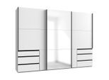 Mid.you , Weiß , Glas, Holzwerkstoff , 5 Fächer , 6 Schublade(n) Schubladen , 300x216x65 cm , DIN EN ISO 9001, Made in Germany, BQ - Bündnis für Qualität , umfangreiches Zubehör erhältlich, in verschiedenen Größen erhältlich, in verschiedenen Holzdekoren erhältlich, Schrankfront mit Spiegel ,