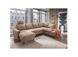 Livetastic , Hellbraun , Textil , Buche , Uni , U-Form , 305x200 cm , Made in EU , Rücken echt ,