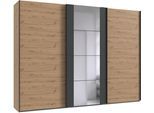 Schwebetürenschrank WIMEX "Bern Schiebetürenschrank", schwarz (artisan eiche nachbildung, graphit, griffe: schwarz), B:313cm H:236cm T:64cm, Holzwerkstoff, Schränke, Schwebetürenschrank, Schrank mit zusätzlicher Innenausstattung, Garderobe