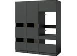 Mehrzweckschrank-Set BASIC BY BALCULINA "Washhome B/T/H 168x68x200 cm", grau (anthrazitfarben), B:168cm H:200cm T:68cm, Kastenmöbel-Sets, Breite 168cm, höhenverstellbare Metallfüße
