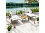 Beldano , Grau , Holz, Metall, Textil , Akazie , Hartholz , Füllung: Baumwolle (recycelt) , einzeln stellbar , UV-beständig, wetterfest , Gartenmöbel, Loungemöbel, Loungegarnituren